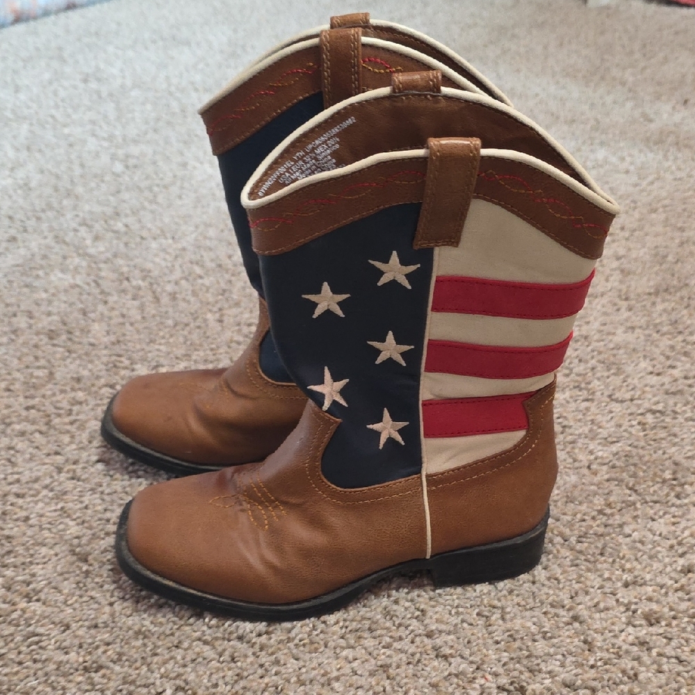 Wonder Nation Brown and Patriotic Kids Boots
